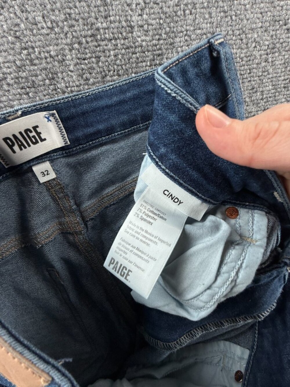 Paige Cindy Jeans Denim Blue Women Cotton Blend Stretch Pockets Adult ACTL 33X28 - Picture 16 of 16